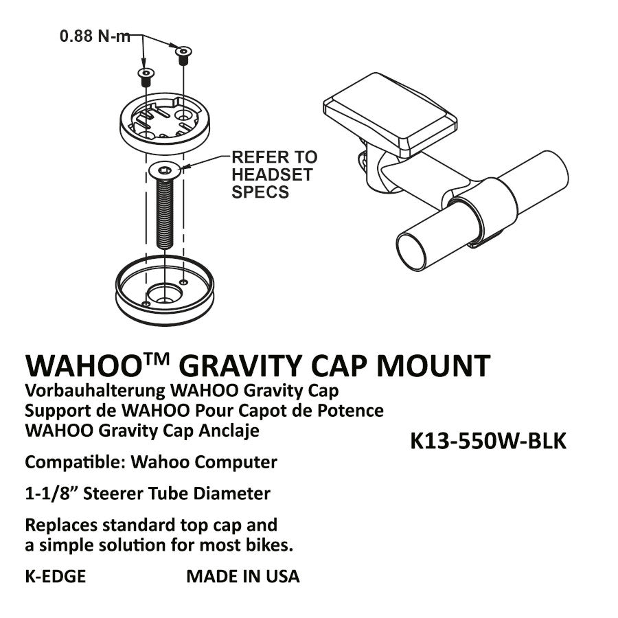 Computer Mount Gravity Cap for Wahoo