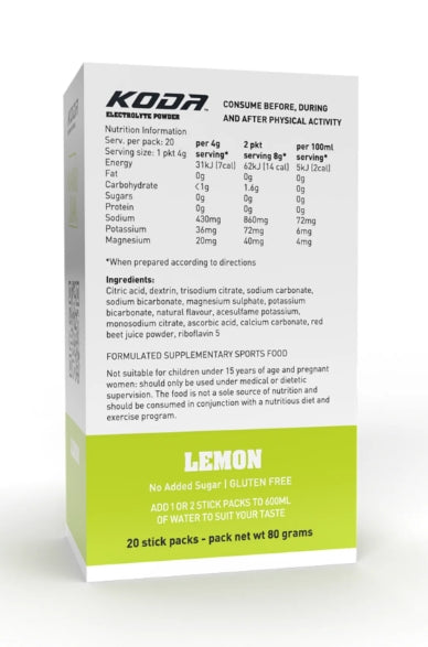 Koda Nutrition LEMON Sticks Box of 20