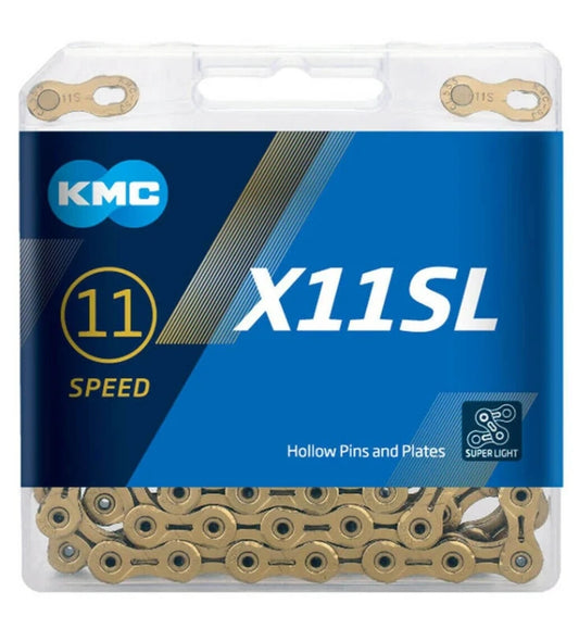 KMC CHAIN 1/2 x 11/128 x 118 links, 11 Speed, X-Superlight Chain, X11SL, X-SERIES, TI-GOLD/BLACK