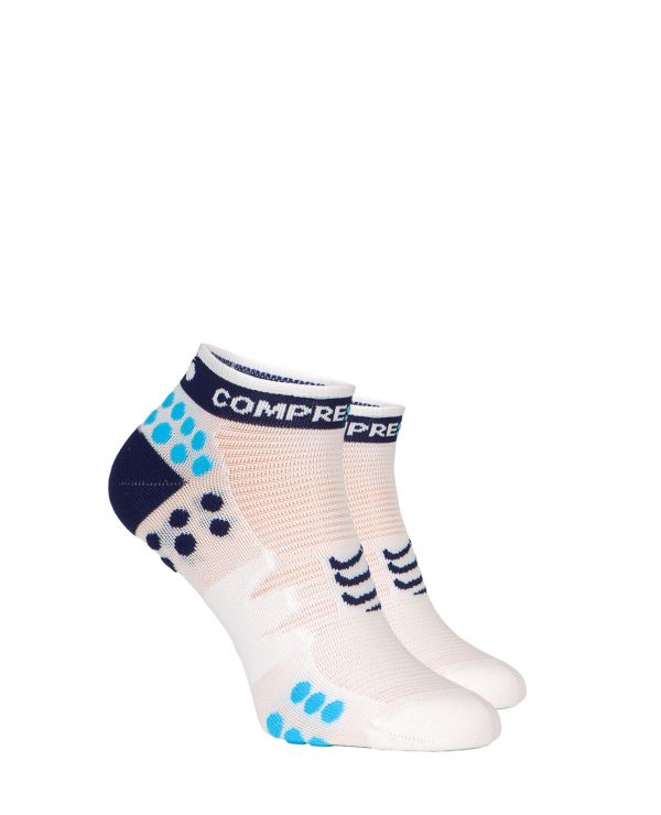 Compressports Running Socks Low Cut White and Blue